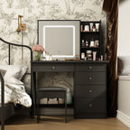 Ensemble de coiffeuse de maquillage de 39,4 po de largeur avec tabouret et miroir
