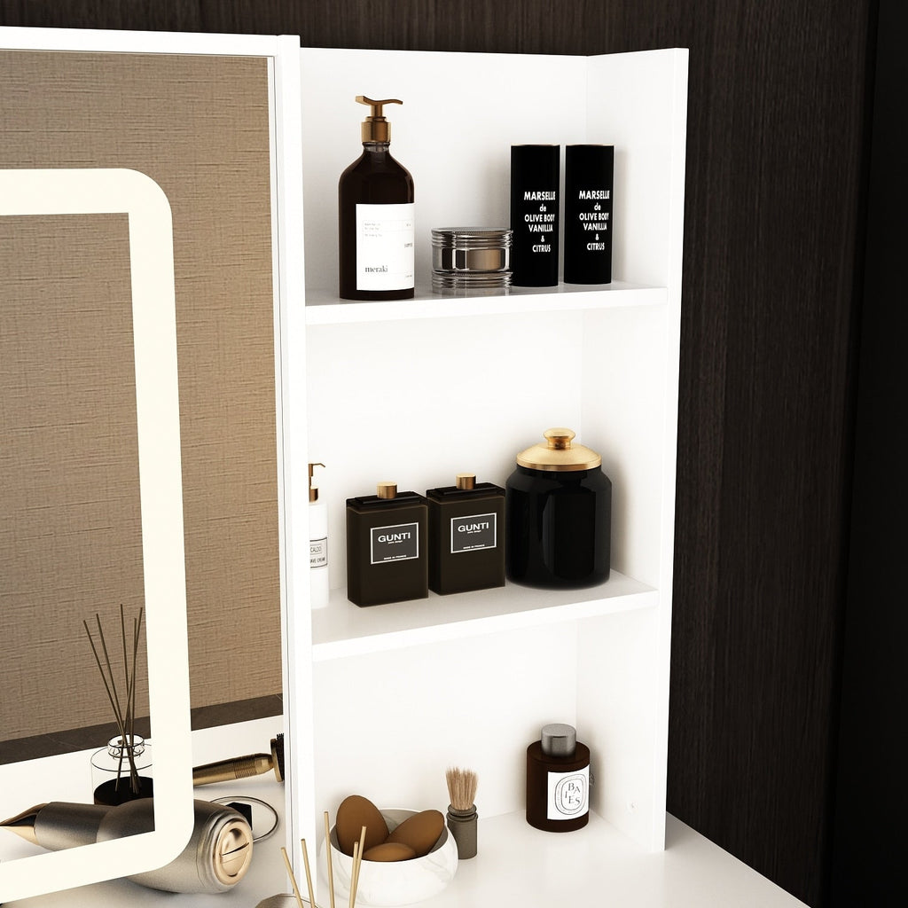 Ensemble de coiffeuse de maquillage de 39,4 po de largeur avec tabouret et miroir