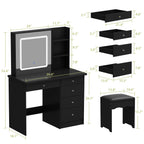 Ensemble de coiffeuse de maquillage de 39,4 po de largeur avec tabouret et miroir