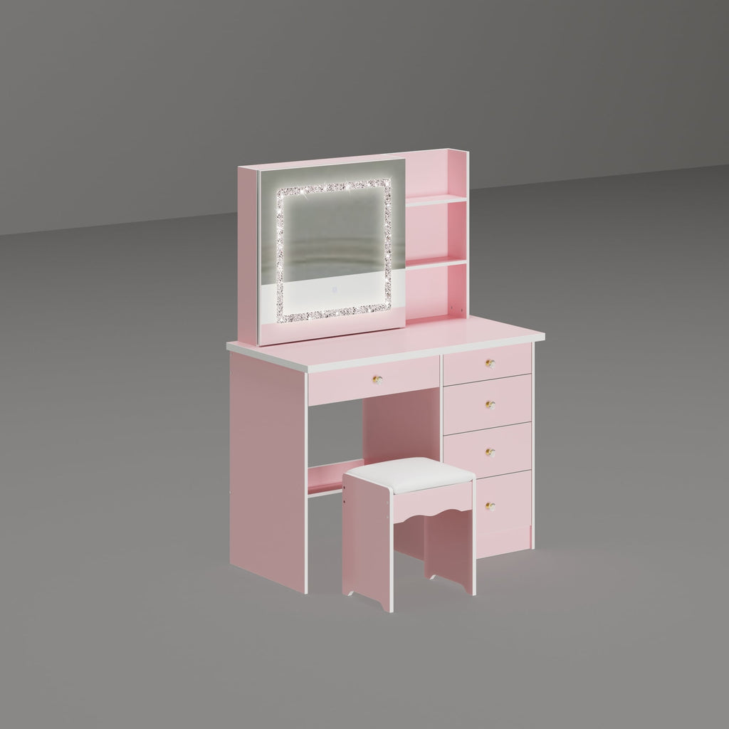 Ensemble de coiffeuse de 39,4 po de large avec tabouret et miroir