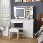 Ensemble de coiffeuse de maquillage de 39,4 po de largeur avec tabouret et miroir