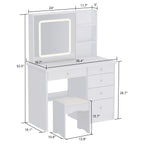 Ensemble de coiffeuse de maquillage de 39,4 po de largeur avec tabouret et miroir