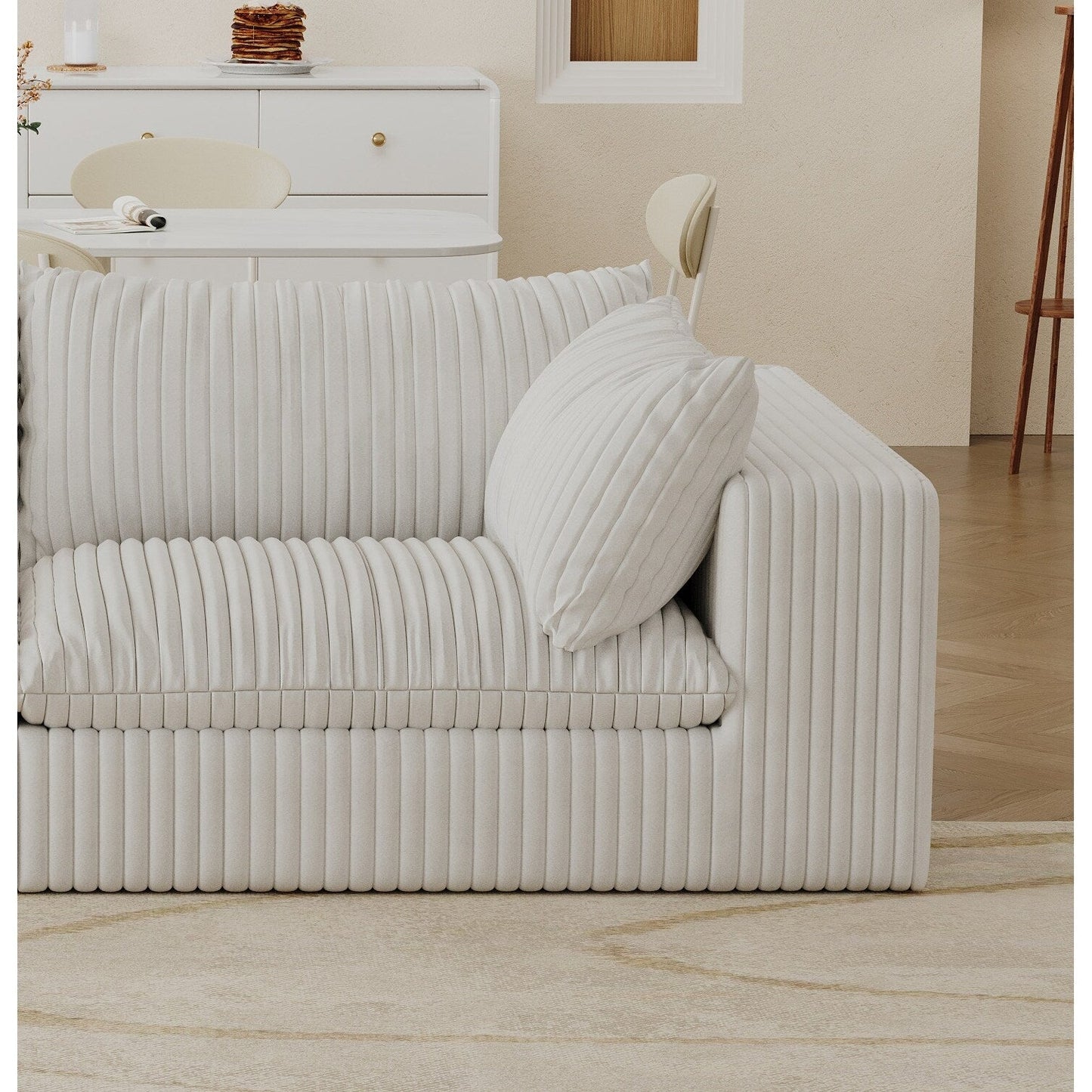 Canapé Cloud 39,8 pouces, tissu velours côtelé, canapés à assise profonde, conception à double couche, coussin amovible, sans assemblage, combinaison à faire soi-même