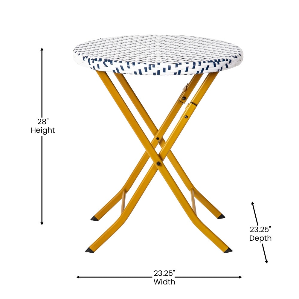 Ensemble de bistrot pliant 3 pièces en rotin PE pour intérieur/extérieur