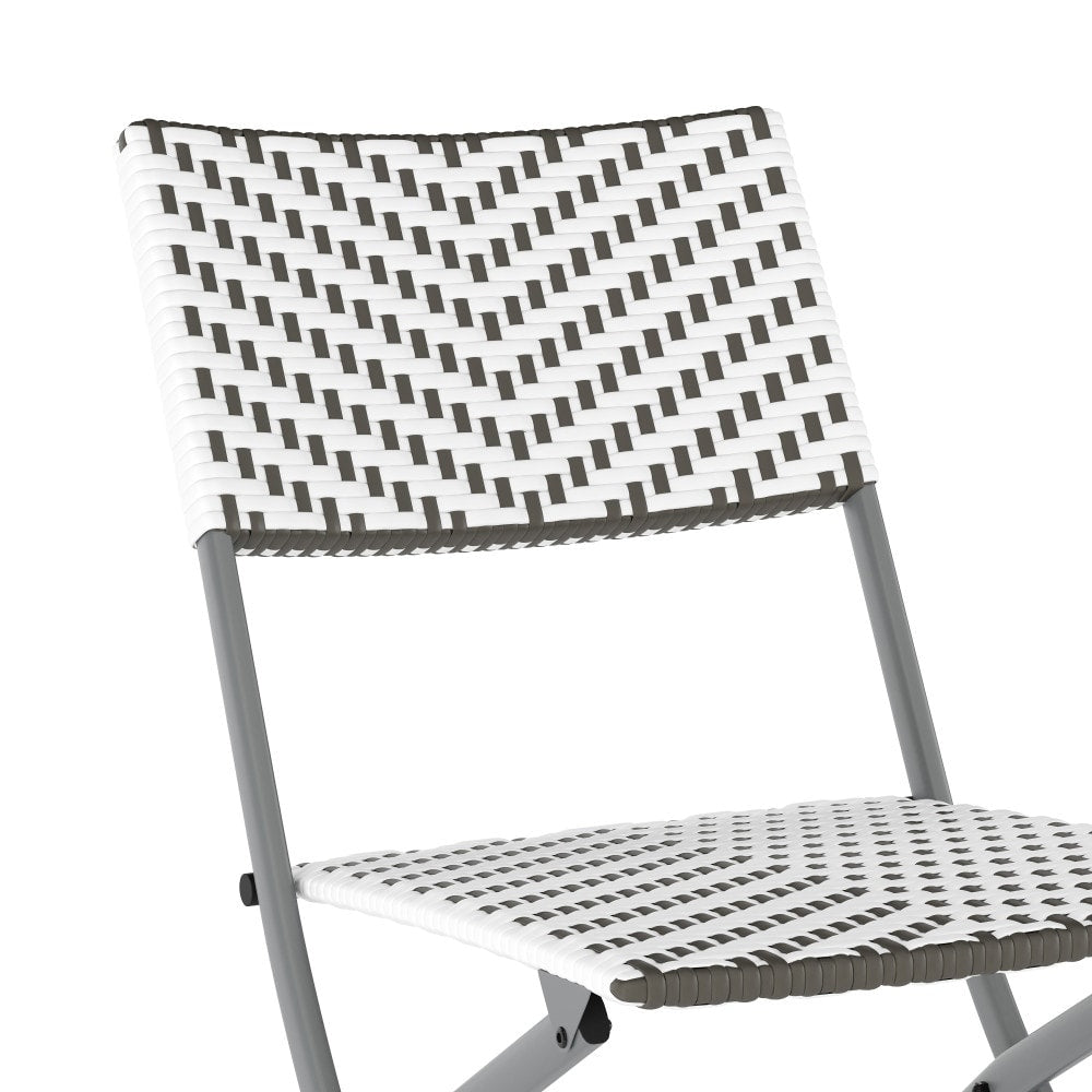 Ensemble de bistrot pliant 3 pièces en rotin PE pour intérieur/extérieur
