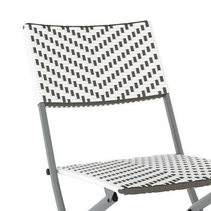 Ensemble de bistrot pliant 3 pièces en rotin PE pour intérieur/extérieur