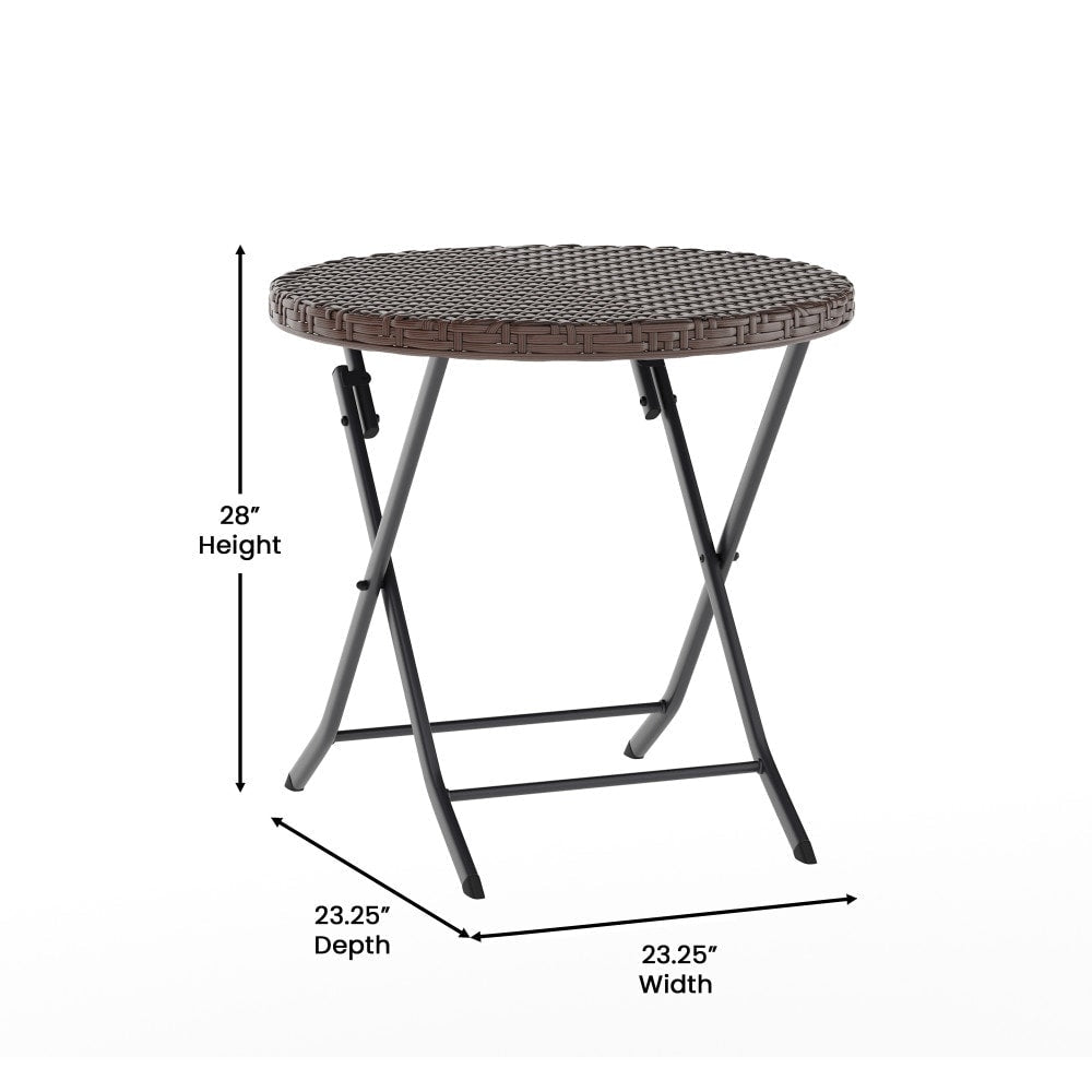 Ensemble de bistrot pliant 3 pièces en rotin PE pour intérieur/extérieur