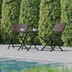 Ensemble de bistrot pliant 3 pièces en rotin PE pour intérieur/extérieur