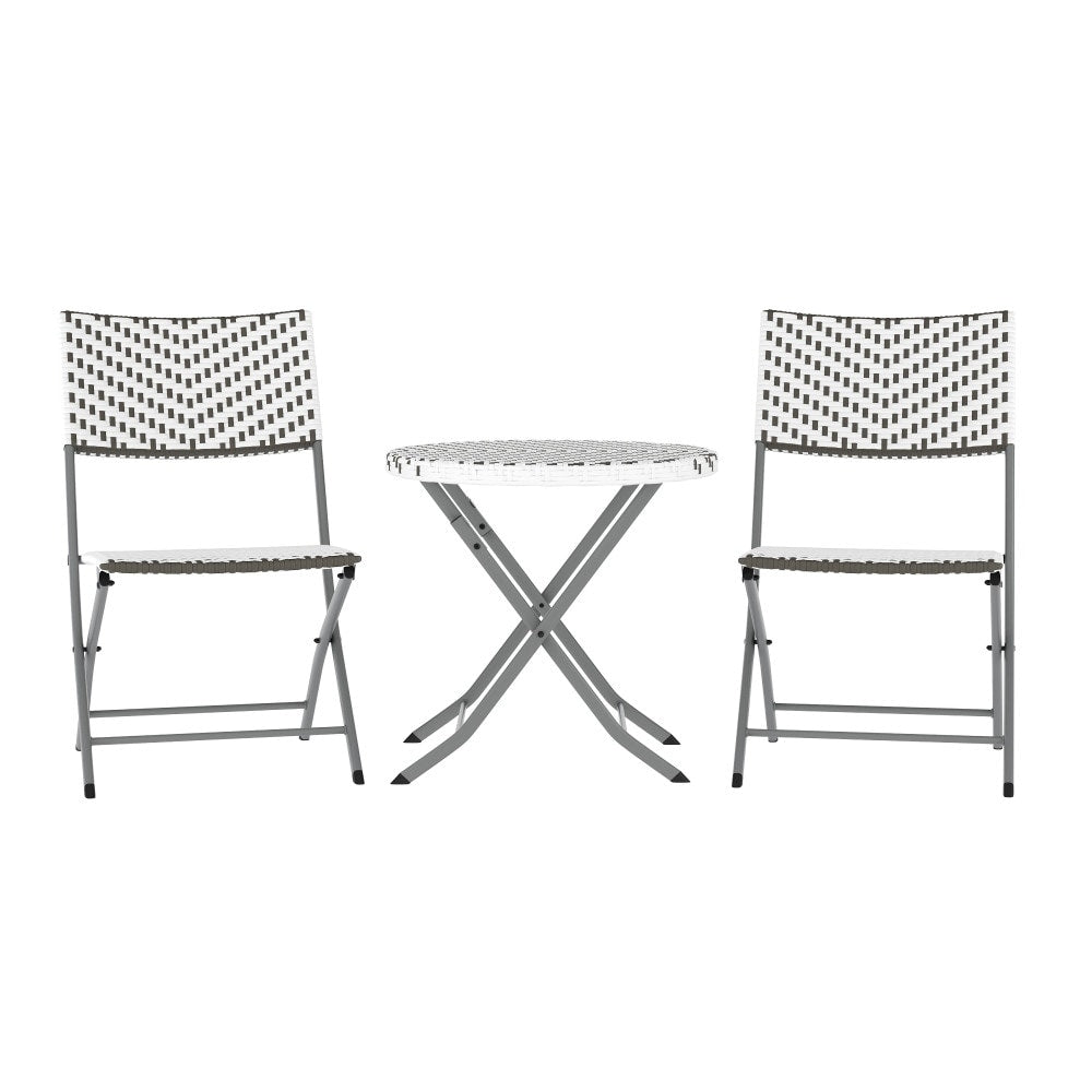 Ensemble de bistrot pliant 3 pièces en rotin PE pour intérieur/extérieur