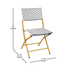 Ensemble de bistrot pliant 3 pièces en rotin PE pour intérieur/extérieur