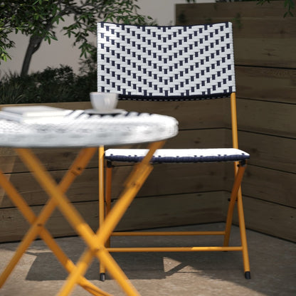 Ensemble de bistrot pliant 3 pièces en rotin PE pour intérieur/extérieur
