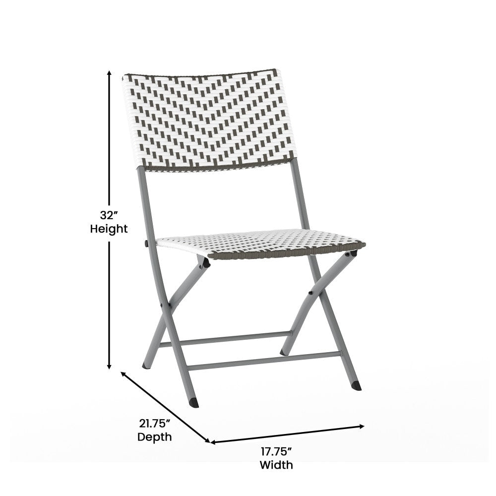 Ensemble de bistrot pliant 3 pièces en rotin PE pour intérieur/extérieur
