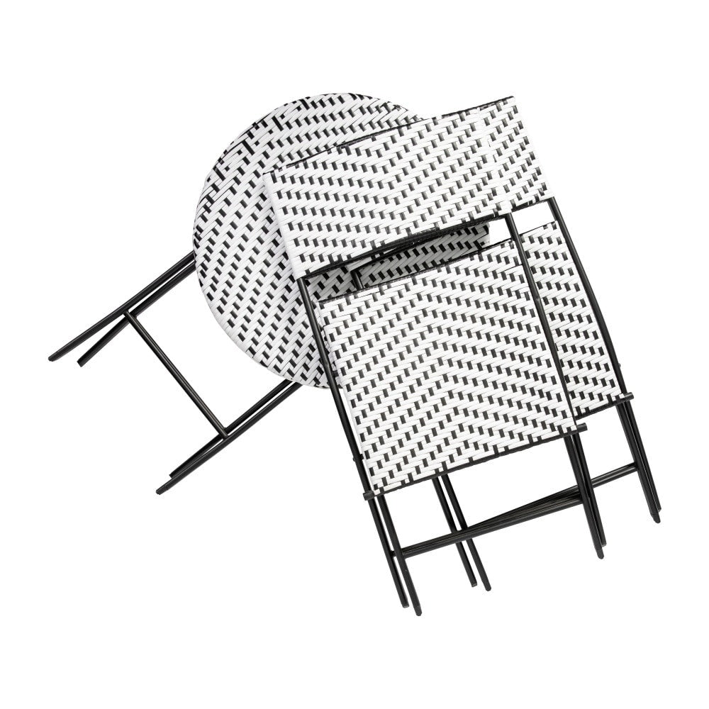 Ensemble de bistrot pliant 3 pièces en rotin PE pour intérieur/extérieur