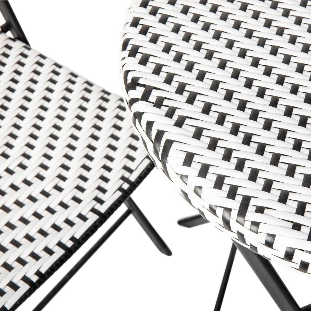 Ensemble de bistrot pliant 3 pièces en rotin PE pour intérieur/extérieur