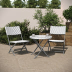 Ensemble de bistrot pliant 3 pièces en rotin PE pour intérieur/extérieur