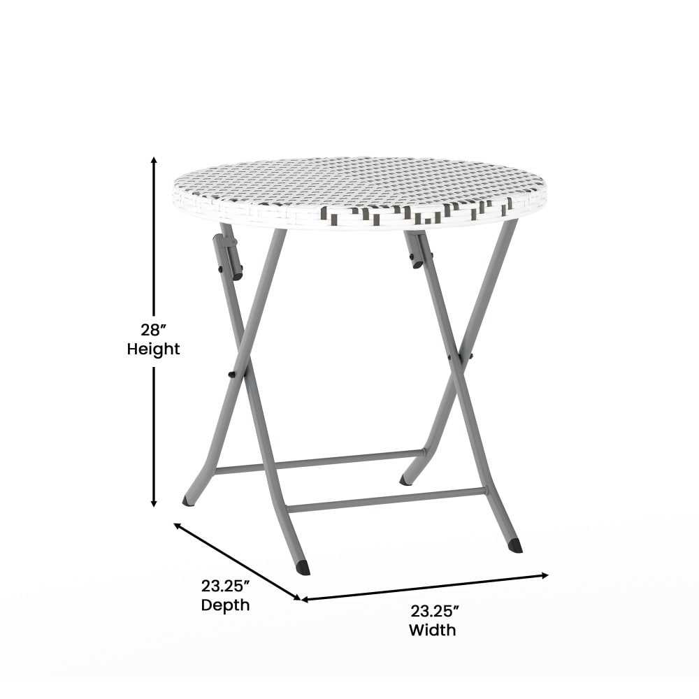 Ensemble de bistrot pliant 3 pièces en rotin PE pour intérieur/extérieur