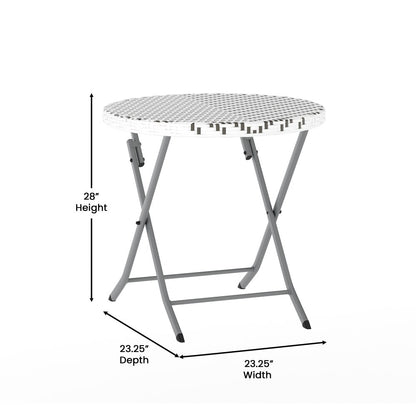 Ensemble de bistrot pliant 3 pièces en rotin PE pour intérieur/extérieur