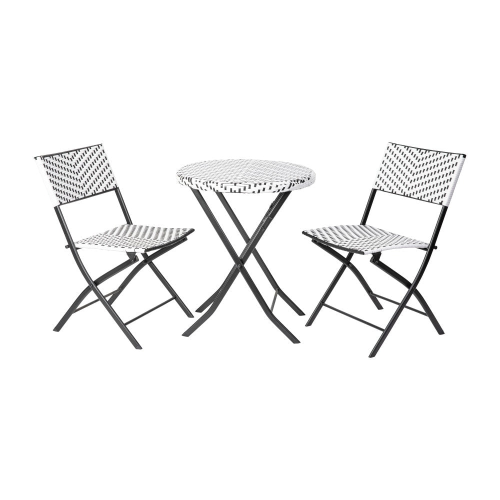 Ensemble de bistrot pliant 3 pièces en rotin PE pour intérieur/extérieur