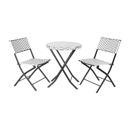 Ensemble de bistrot pliant 3 pièces en rotin PE pour intérieur/extérieur