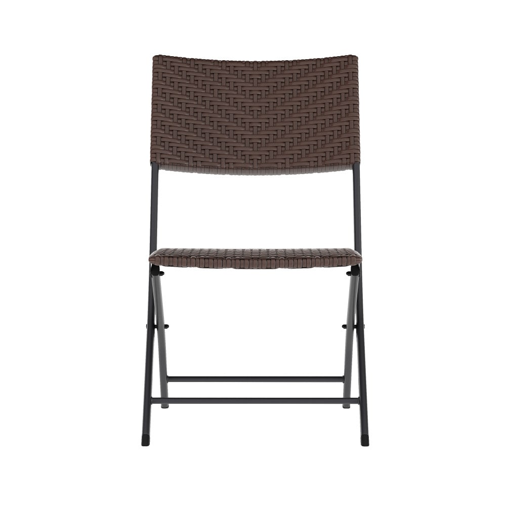 Ensemble de bistrot pliant 3 pièces en rotin PE pour intérieur/extérieur