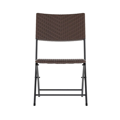 Ensemble de bistrot pliant 3 pièces en rotin PE pour intérieur/extérieur