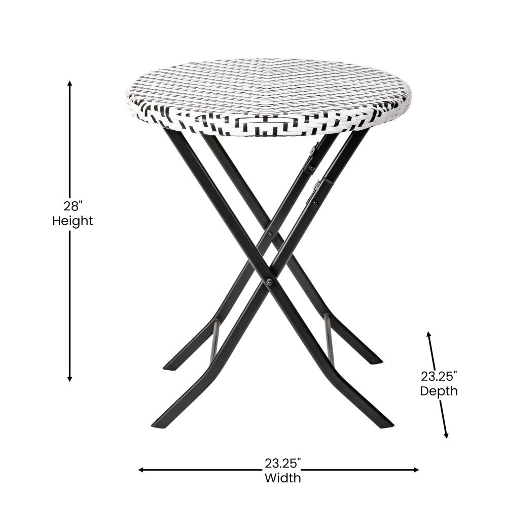 Ensemble de bistrot pliant 3 pièces en rotin PE pour intérieur/extérieur