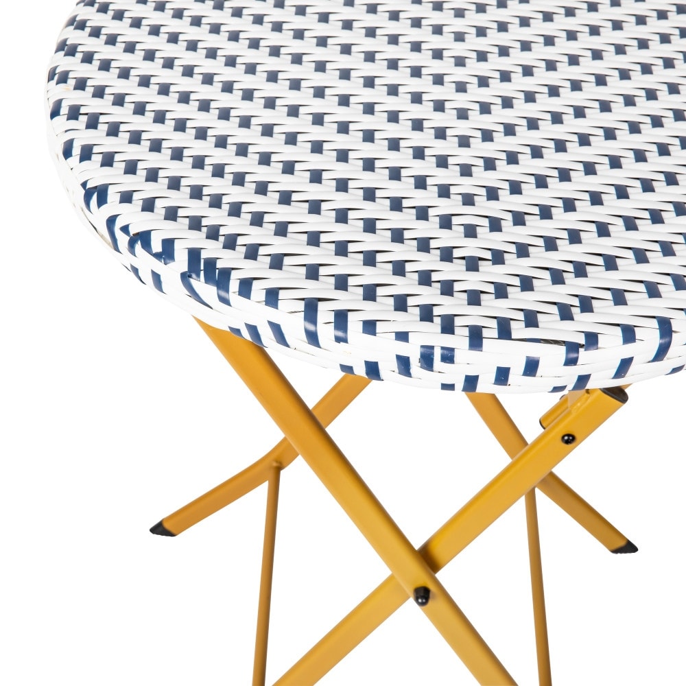 Ensemble de bistrot pliant 3 pièces en rotin PE pour intérieur/extérieur