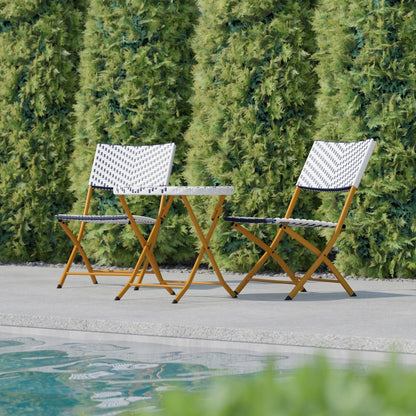 Ensemble de bistrot pliant 3 pièces en rotin PE pour intérieur/extérieur