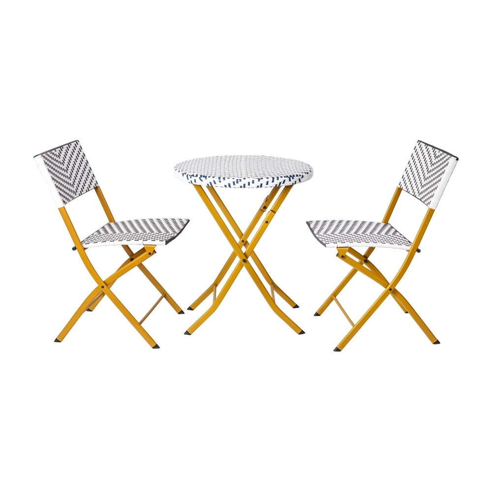 Ensemble de bistrot pliant 3 pièces en rotin PE pour intérieur/extérieur