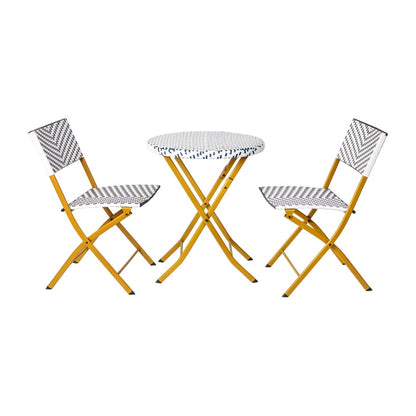 Ensemble de bistrot pliant 3 pièces en rotin PE pour intérieur/extérieur