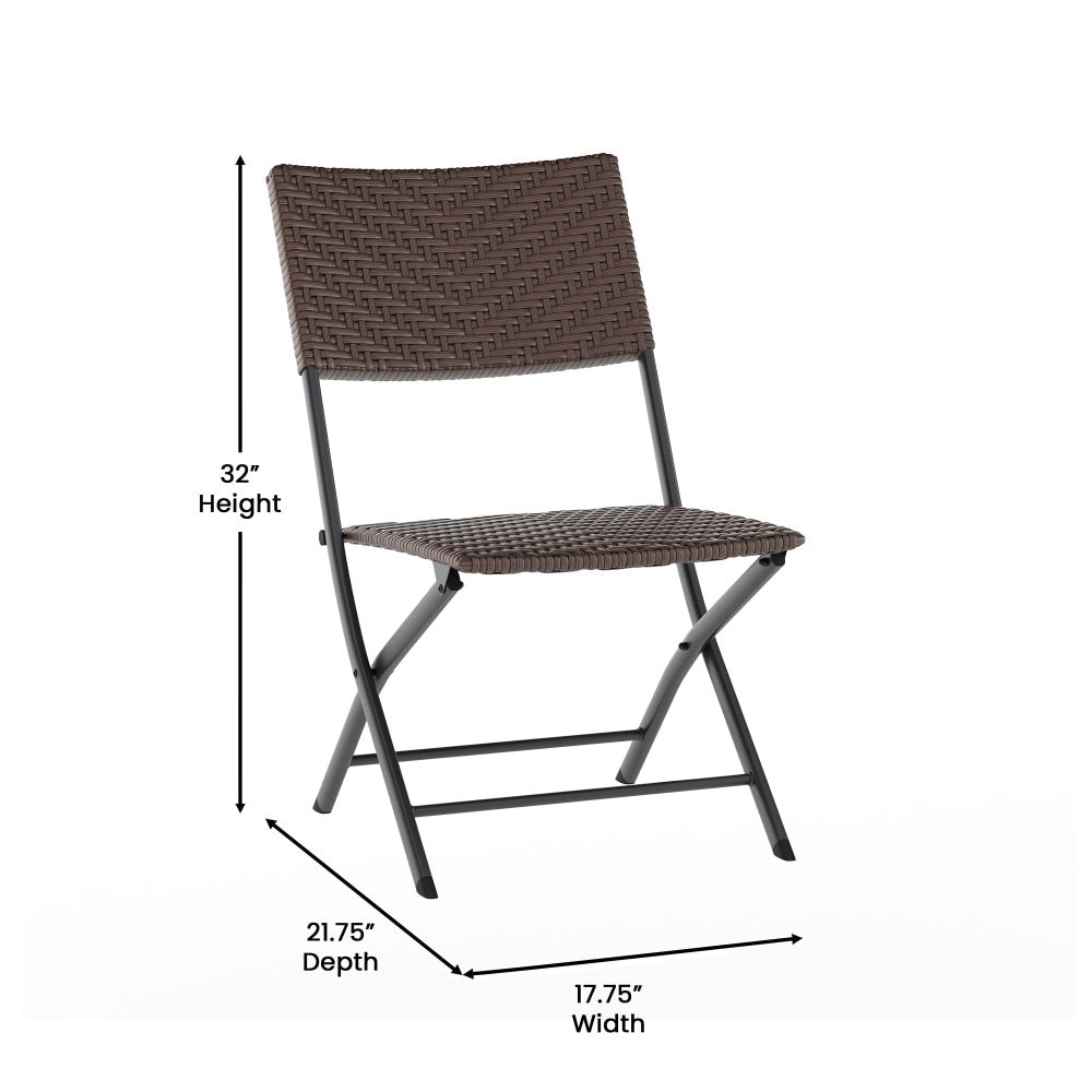 Ensemble de bistrot pliant 3 pièces en rotin PE pour intérieur/extérieur