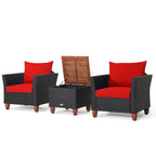 Ensemble de meubles de patio en rotin 3 pièces avec canapé rembourré et table de rangement