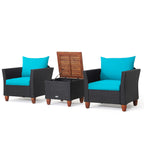 Ensemble de meubles de patio en rotin 3 pièces avec canapé rembourré et table de rangement