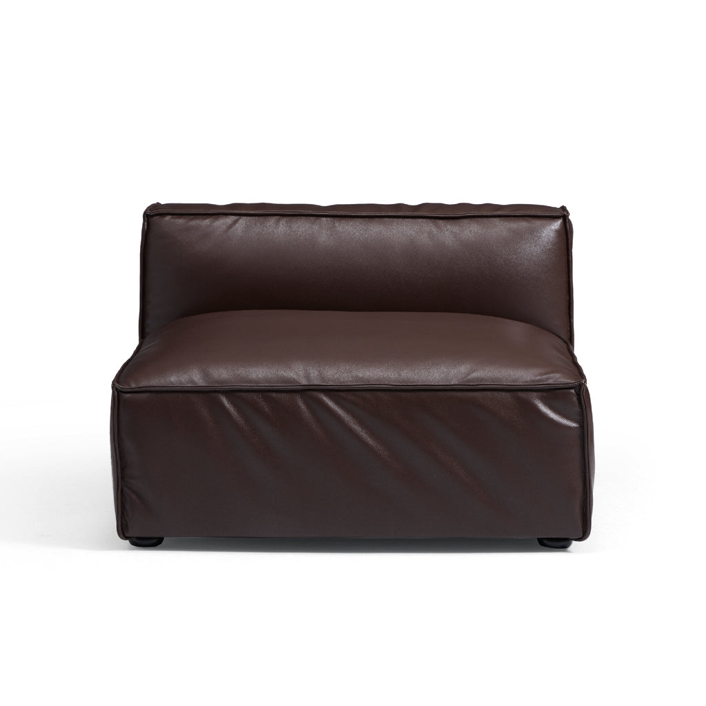Canapé d'angle en U de luxe minimaliste en cuir marron foncé