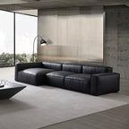 Canapé d'angle minimaliste de luxe en cuir noir