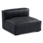Canapé sectionnel et ottoman minimaliste de luxe en cuir noir