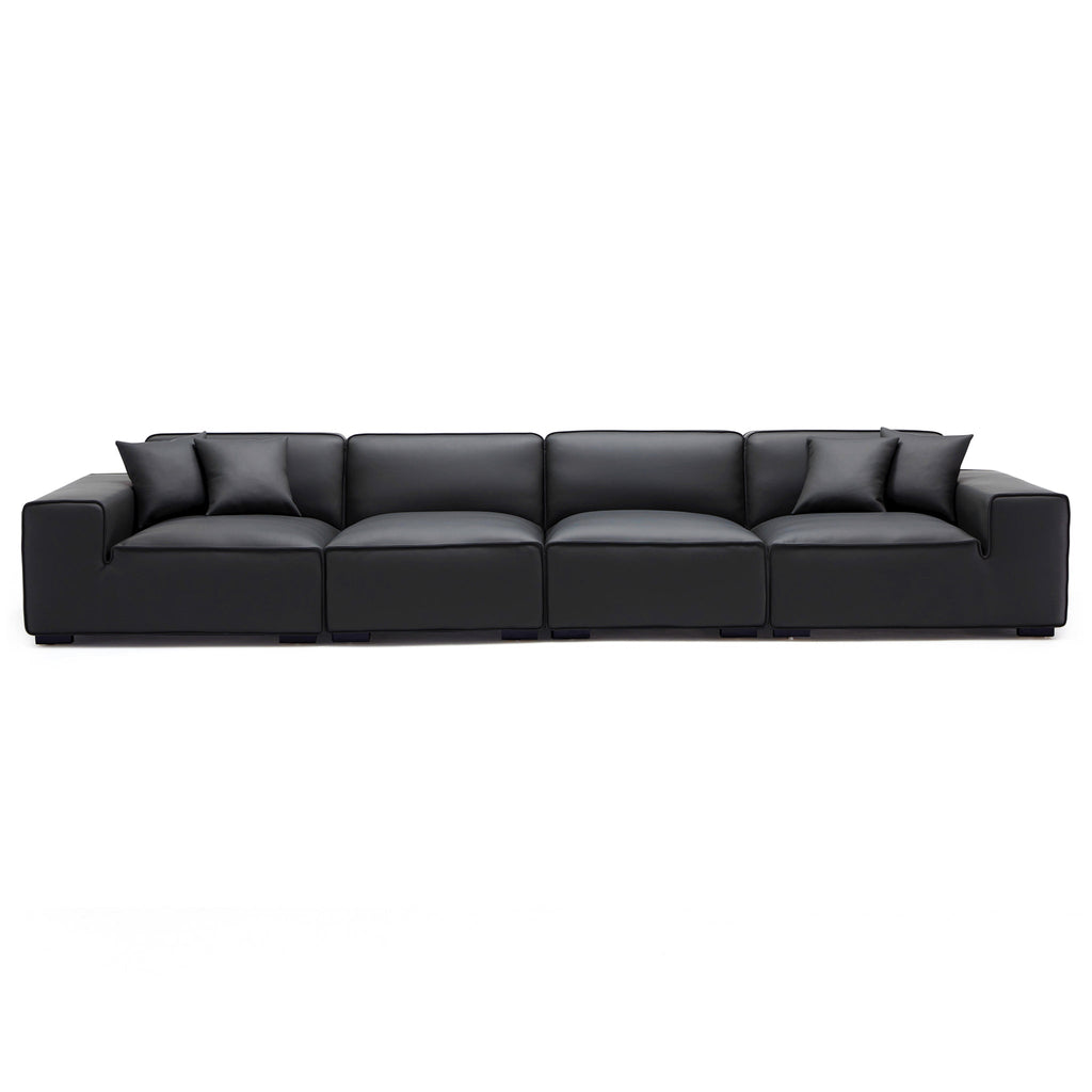 Domus Modular Black Leather Sofa Set
