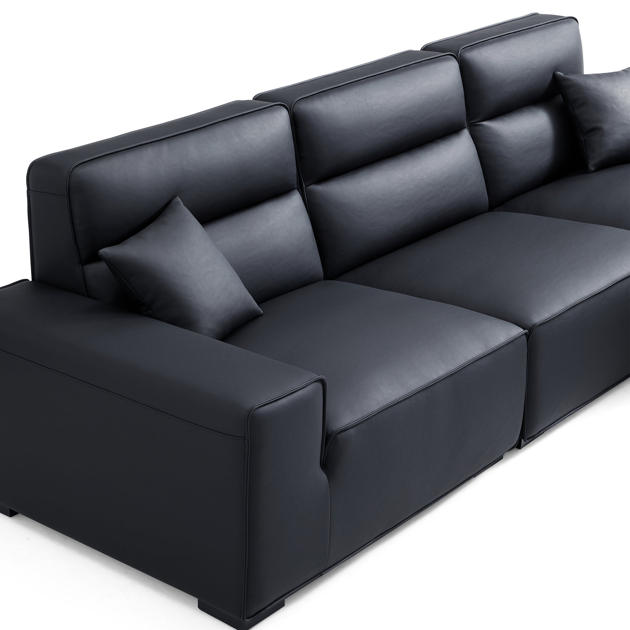 Domus High-Back Modular Leather Sofa and Ottoman