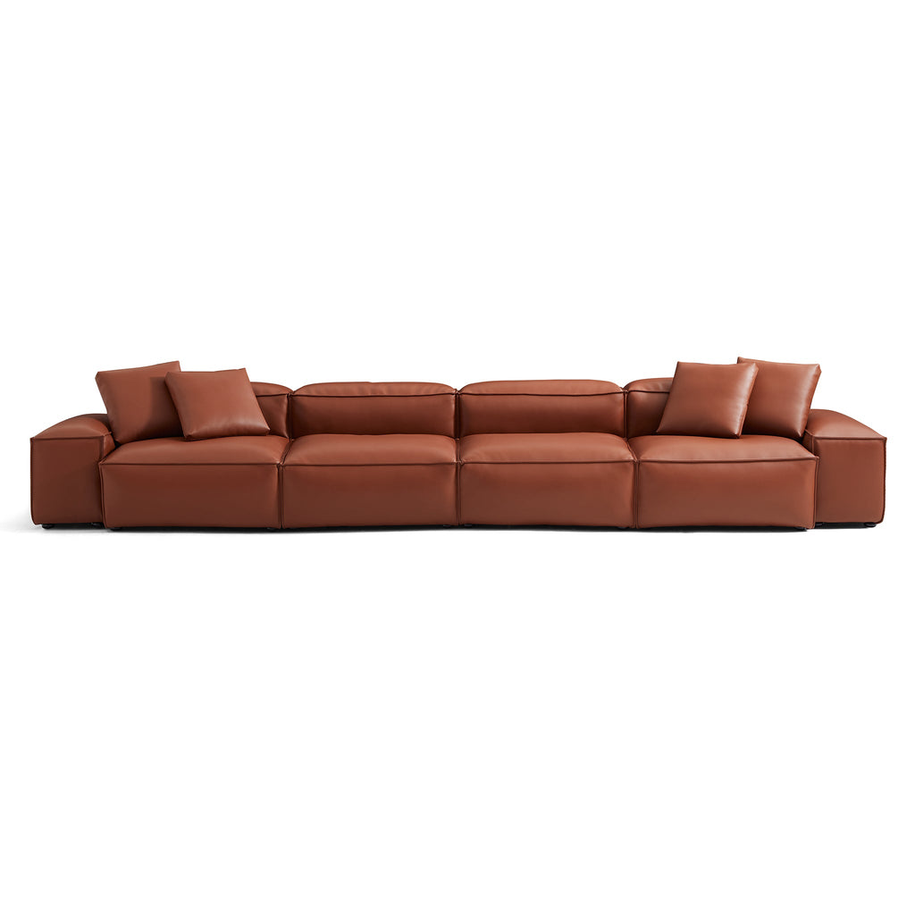 Cube Modular Brown Genuine Leather Sofa