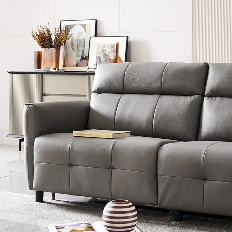 Canapé inclinable modulaire en cuir gris anthracite Lattice