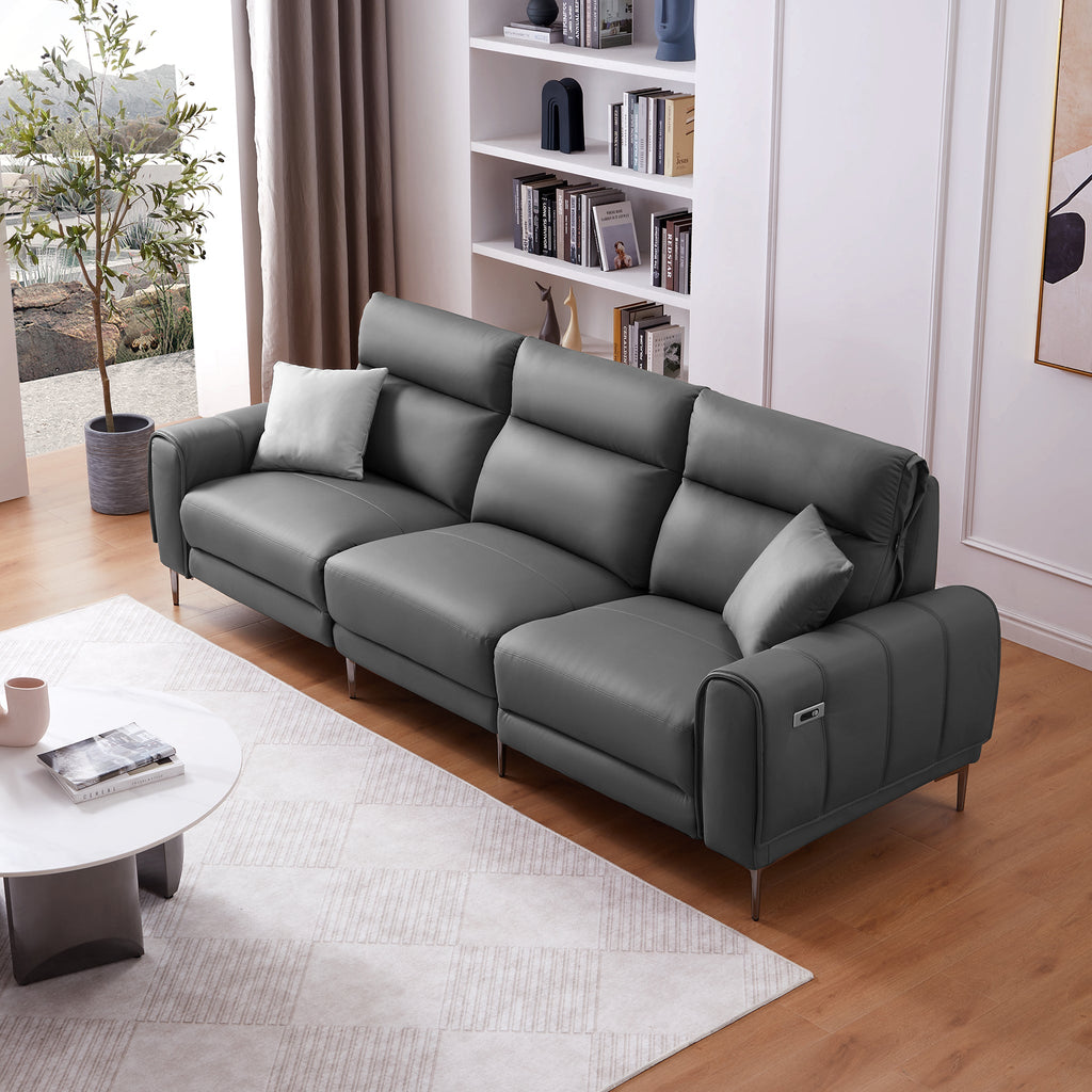 Canapé-lit inclinable électrique en cuir Louis