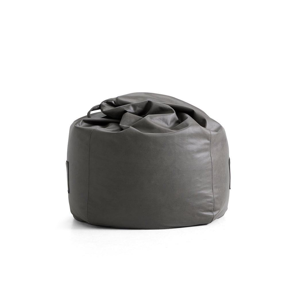 Pouf Litton en cuir gris