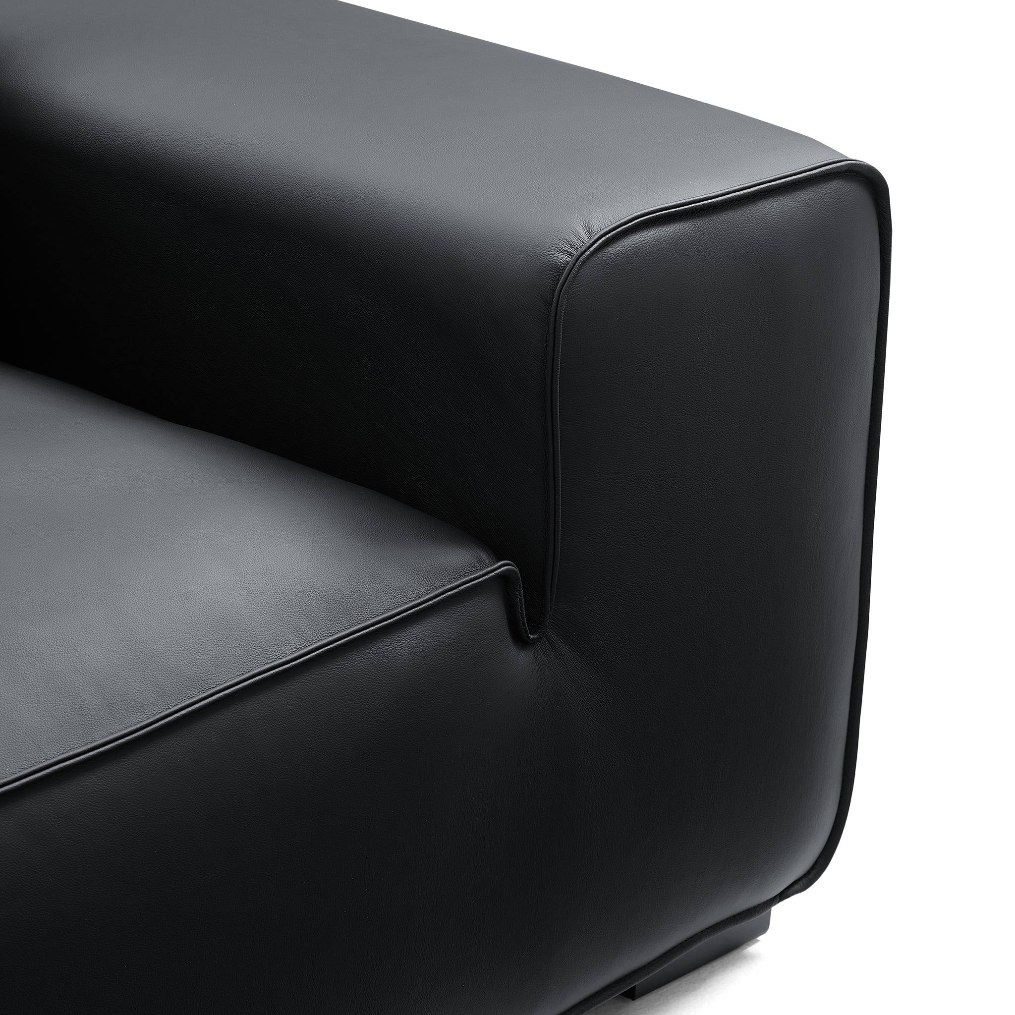 Domus Modular Black Leather U-Shaped Sectional