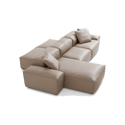 Cube Modular Khaki Genuine Leather Double-Sided Sectional