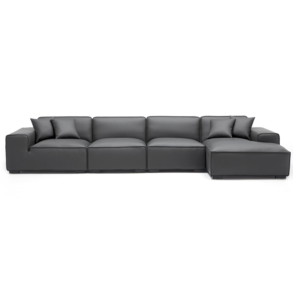 Domus Modular Beige Leather Sectional Sofa