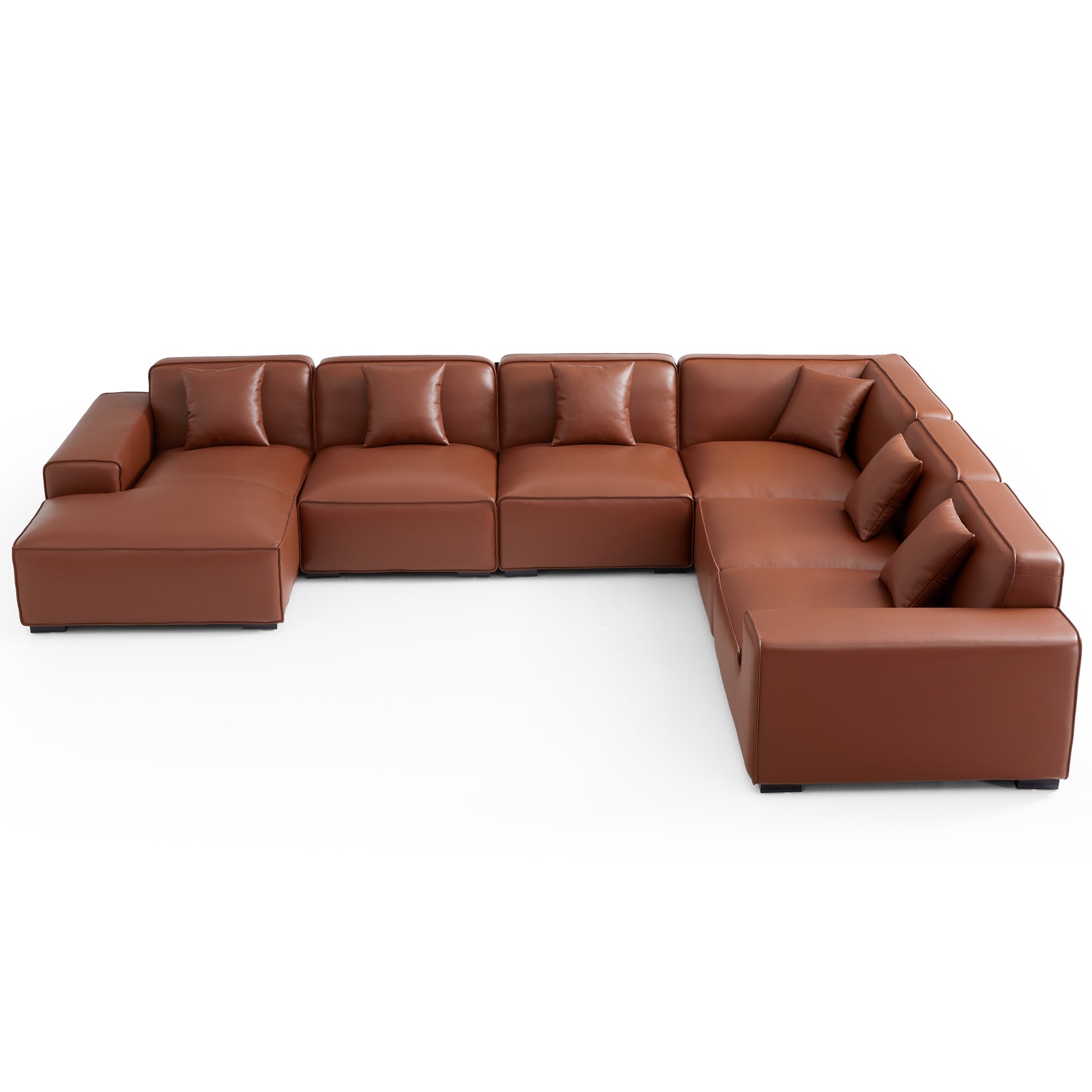 Domus Modular Black Leather U-Shaped Sectional