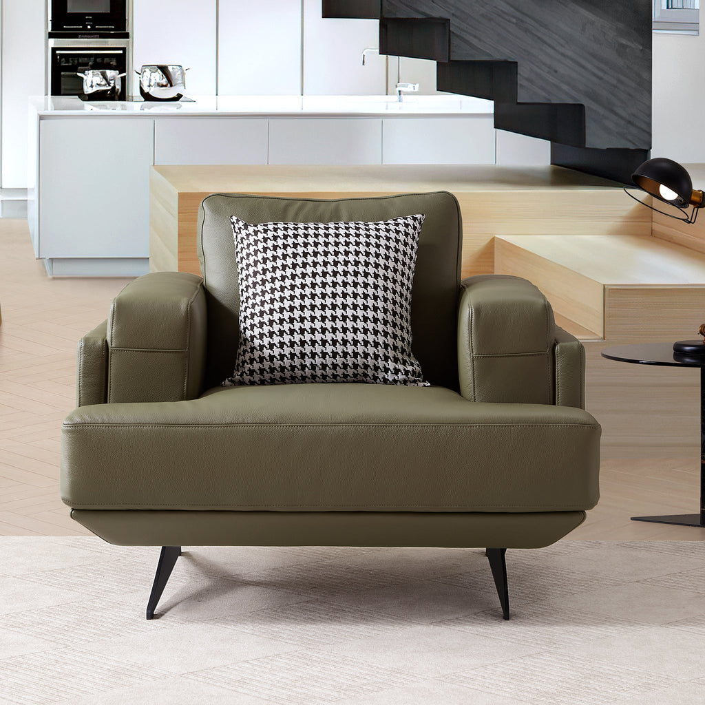 Fauteuil Olivia en cuir véritable pleine fleur