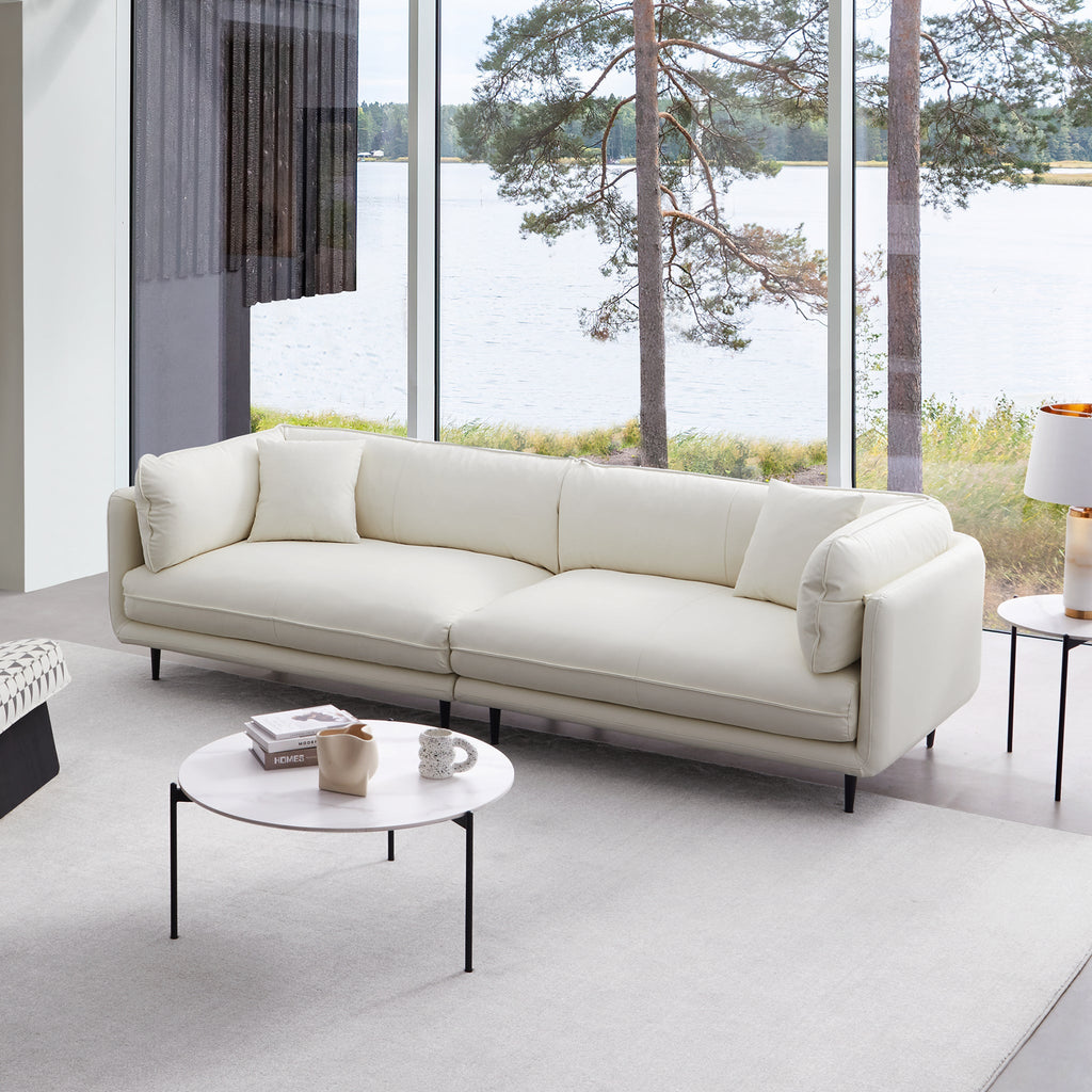 Vanilla White Leather Sofa