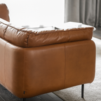 Vanilla Black Leather U-Shaped Sectional