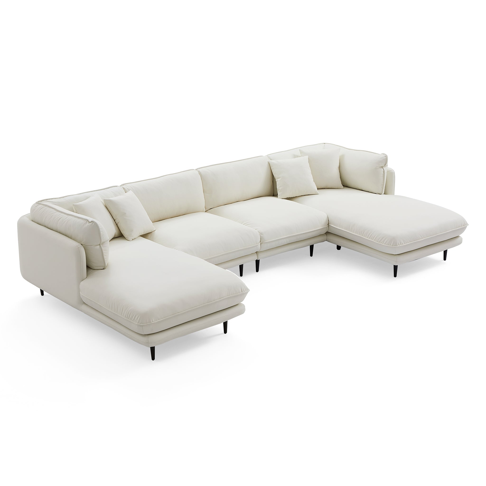 Vanilla White Leather U-Shaped Sectional